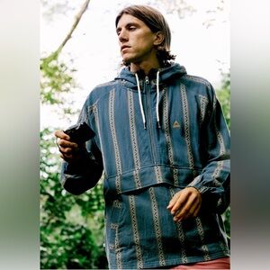 Passenger Dune 1/2 Zip Organic Cotton Hoodie Jacket Mediterranean Geo Stripe